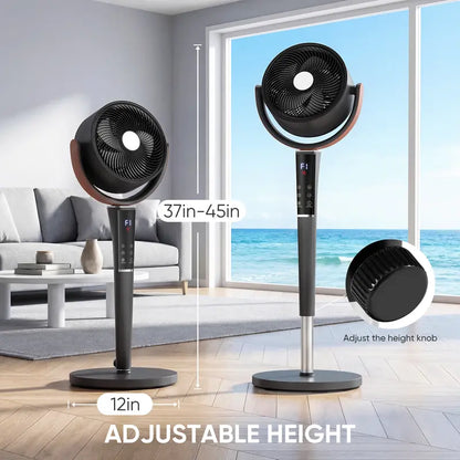 Quiet DC Pedestal Fan, 20dB 15 Speeds, 120° Oscillating Standing Fan with Remote, 12H Timer & Adjustable Height