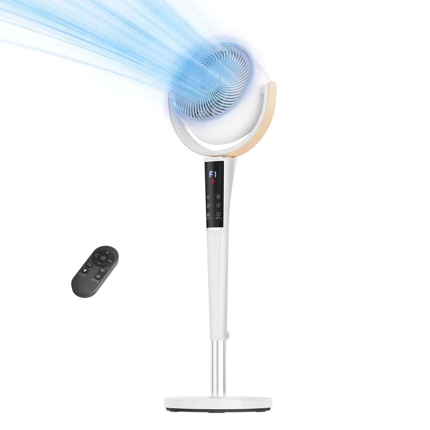 Quiet DC Pedestal Fan, 20dB 15 Speeds, 120° Oscillating Standing Fan with Remote, 12H Timer & Adjustable Height